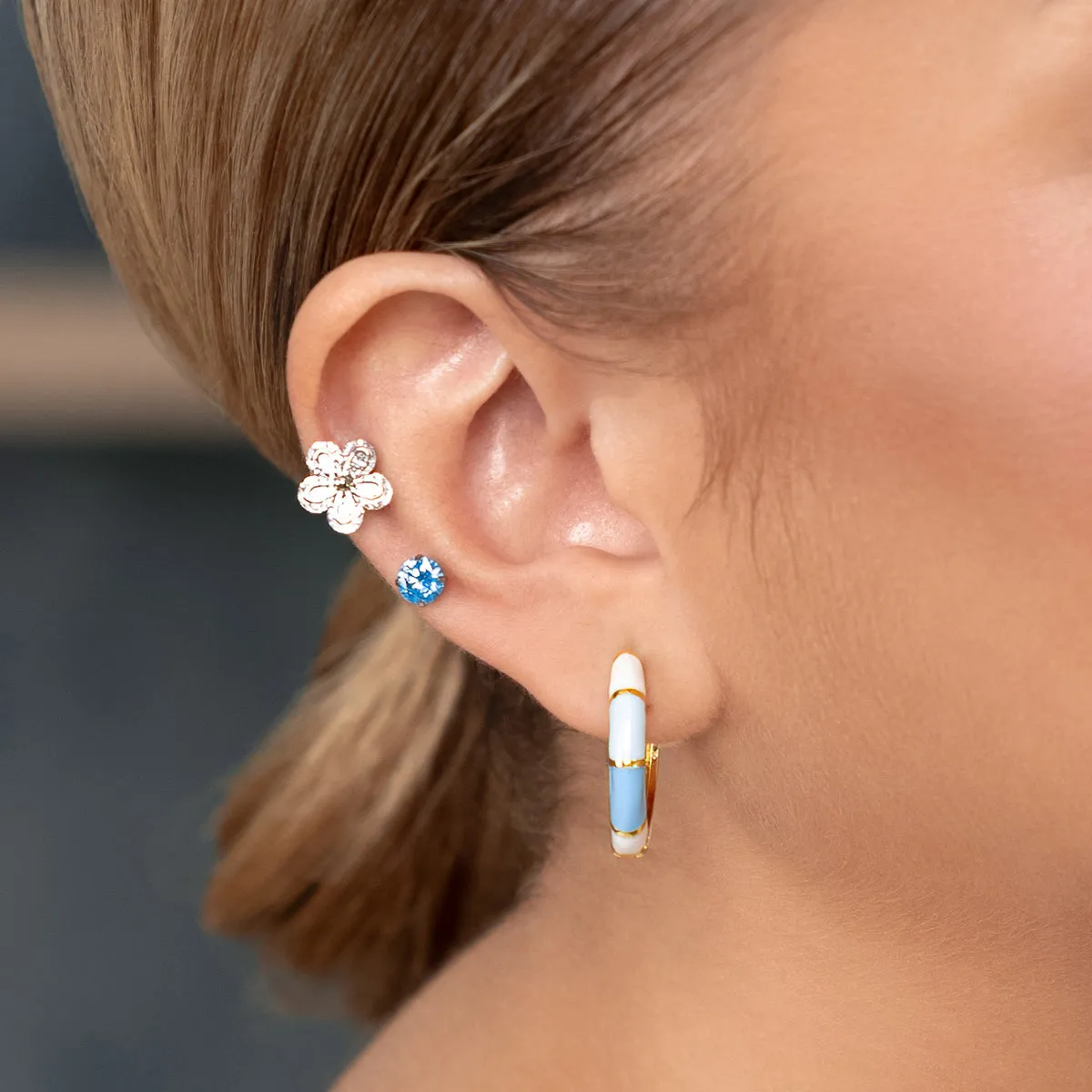 Light Blue Zirconia Titanium Stud Earrings