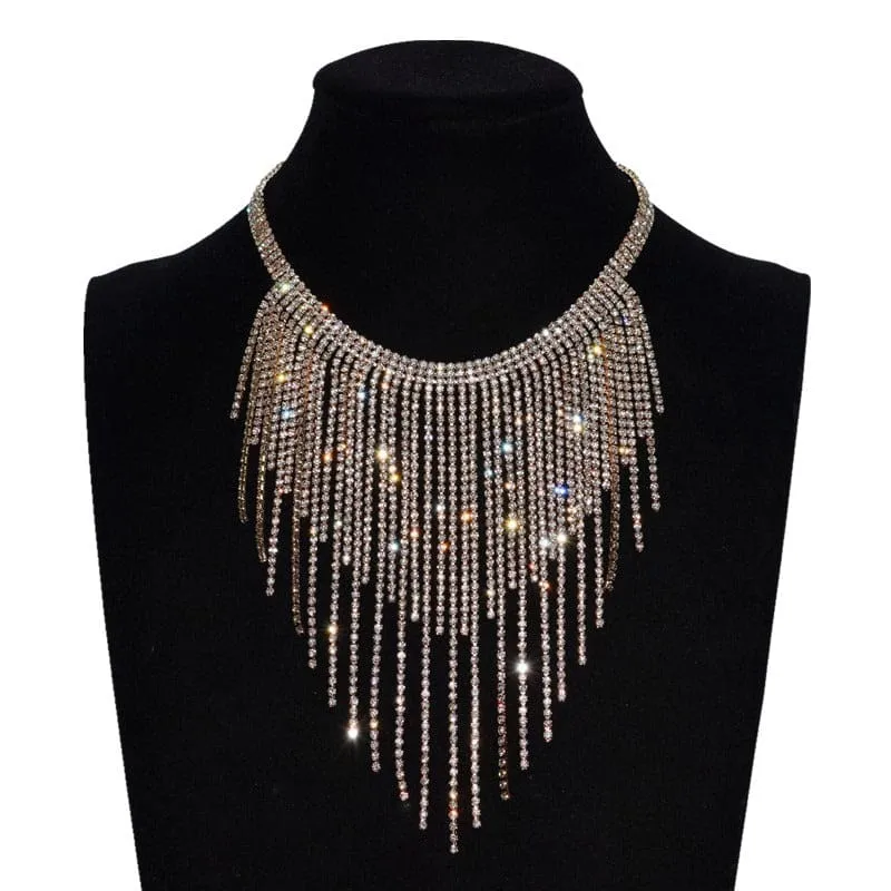 Luxury Sparkling Rhinestone Tassel Claw Chain Pendant Women Necklace