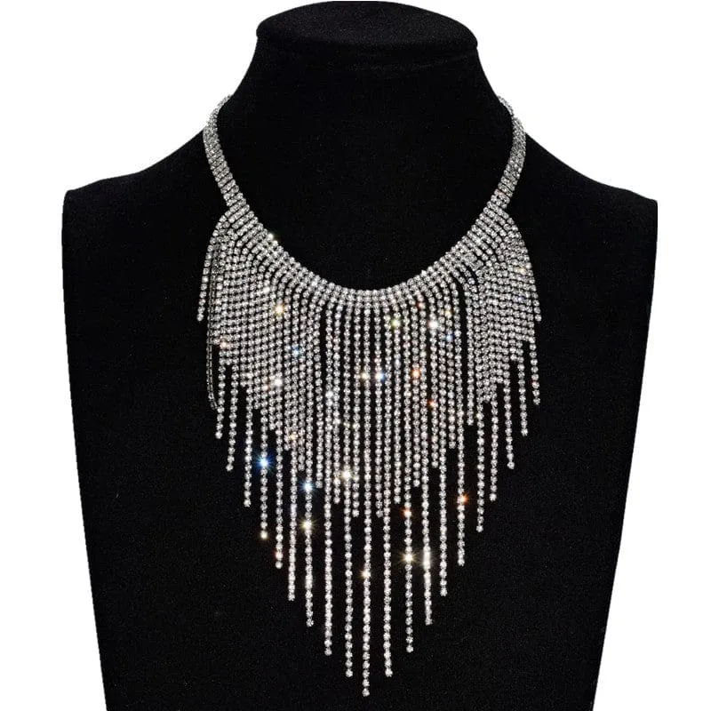 Luxury Sparkling Rhinestone Tassel Claw Chain Pendant Women Necklace