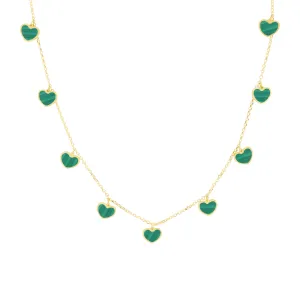 Malachite Heart Dangle Necklace