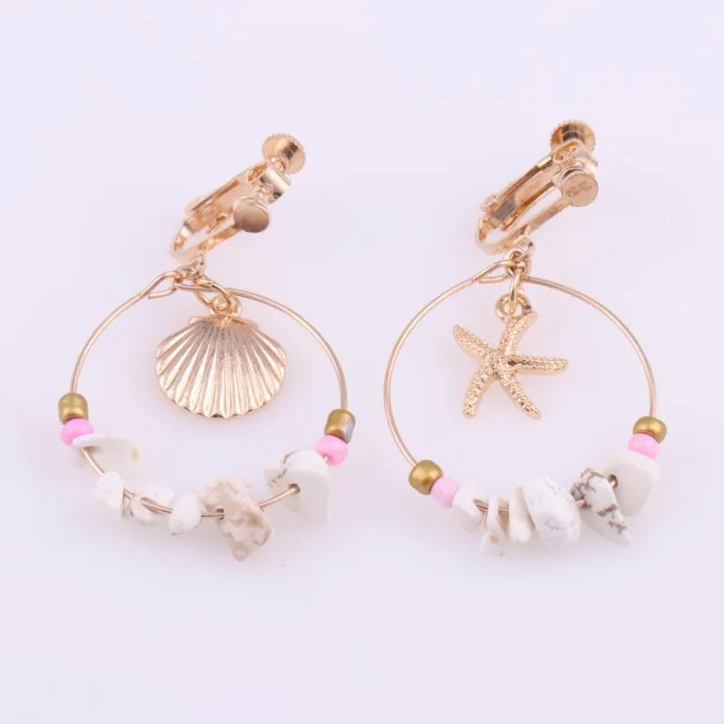 Marine shell wild metal temperament five-pointed star earrings