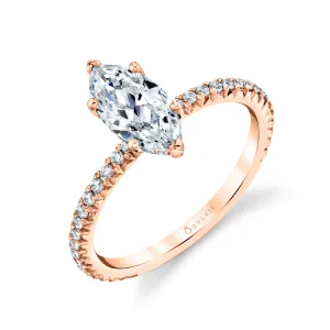 Marquise Cut Classic Engagement Ring - Maryam 18k Gold Rose