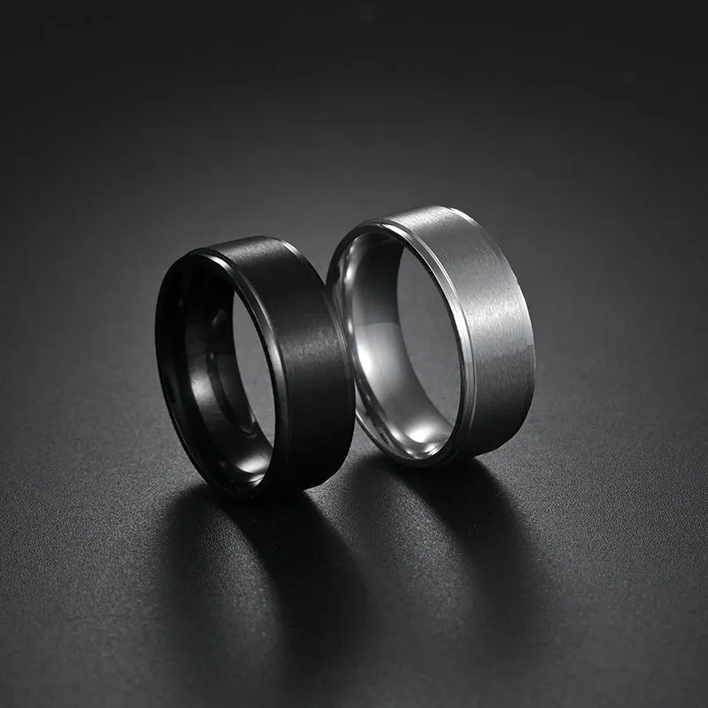 Matte Black Stainless Steel Men's Fashion Ring - Wholesale Jewelry Collection