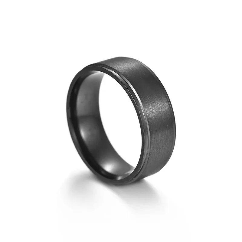 Matte Black Stainless Steel Men's Fashion Ring - Wholesale Jewelry Collection