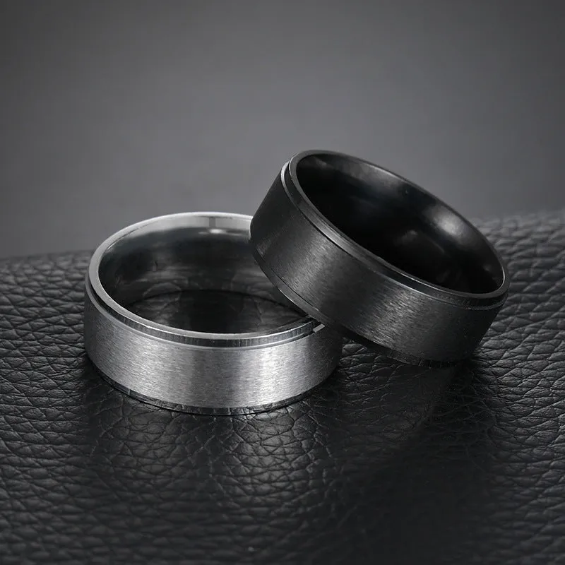 Matte Black Stainless Steel Men's Fashion Ring - Wholesale Jewelry Collection