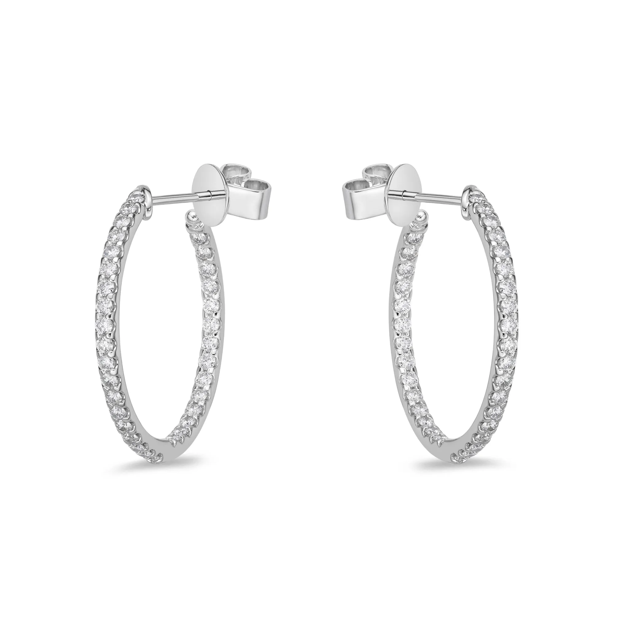 Memoire 18ct White Gold 1 Carat Diamond Odessa Hoop Earrings 24x24mm