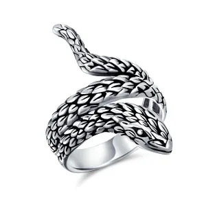 Mens Silver Ring Vintage Style Snake Band Oxidized .925 Sterling Silver Unisex Boho