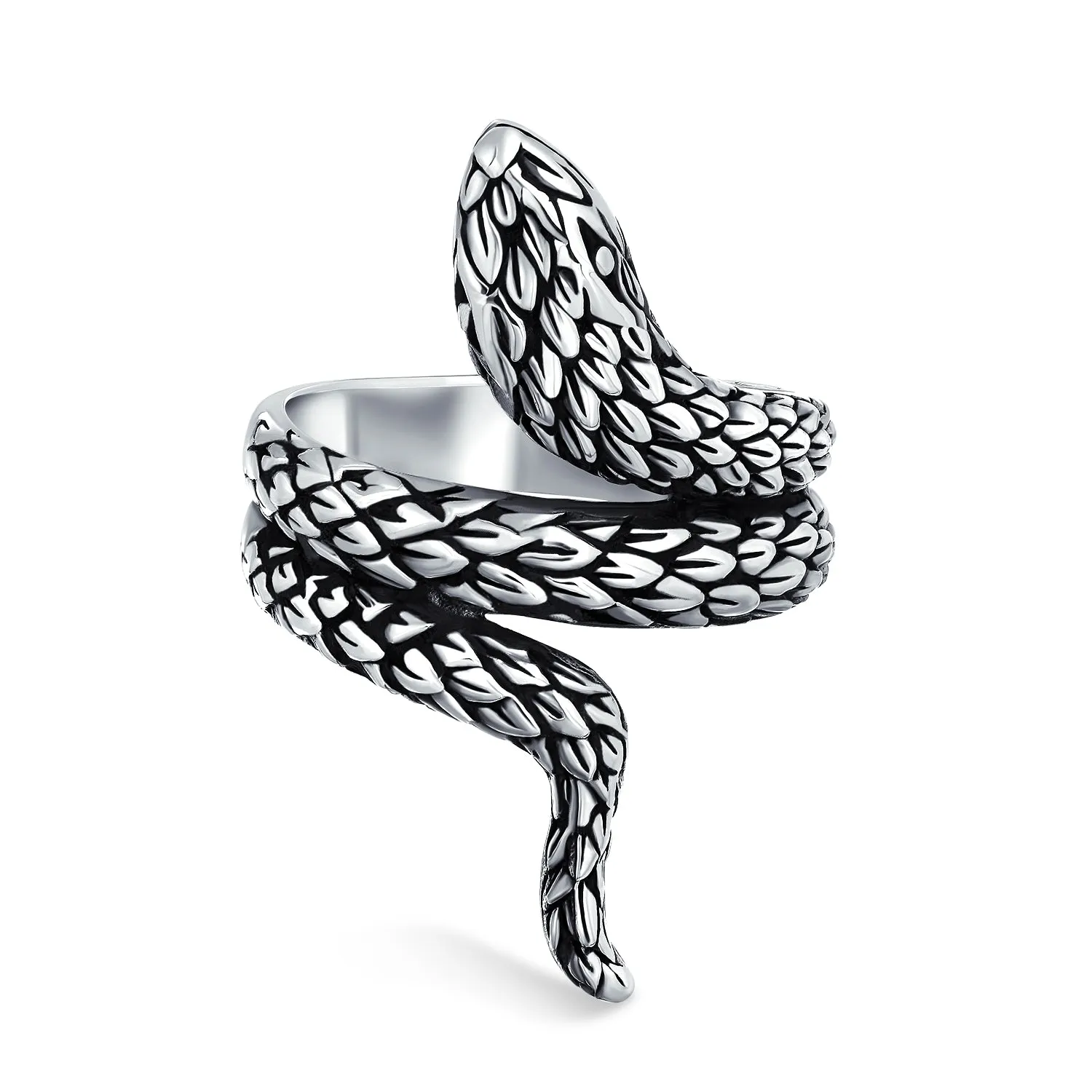 Mens Silver Ring Vintage Style Snake Band Oxidized .925 Sterling Silver Unisex Boho