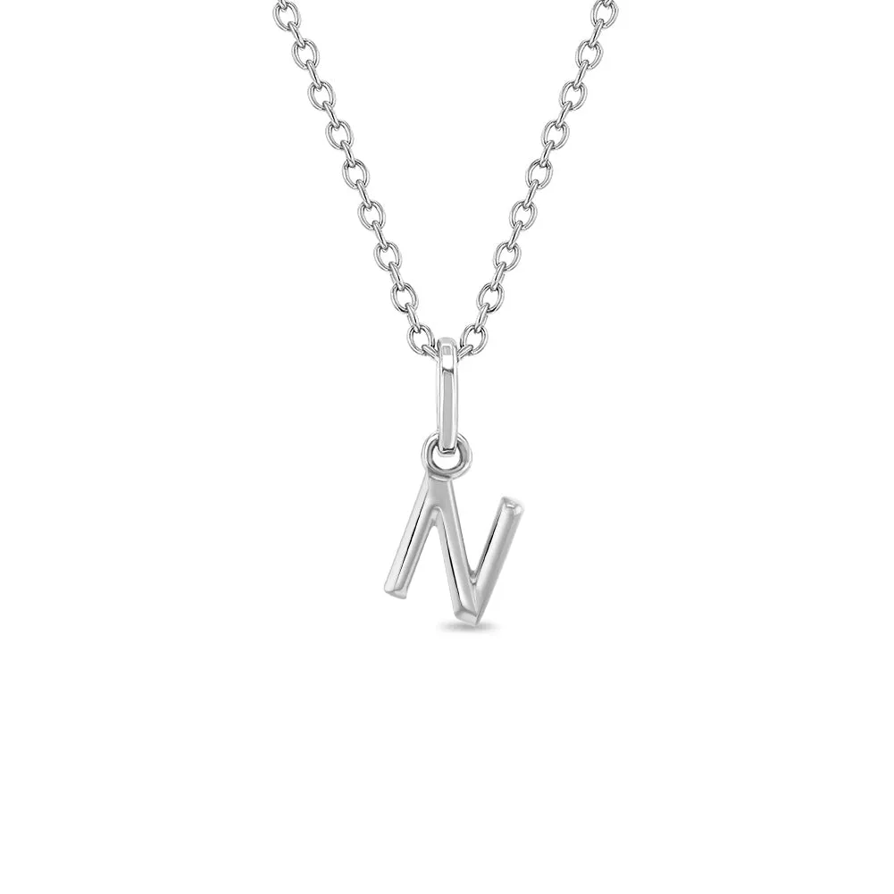 Mini Initial Women's Pendant/Necklace - Sterling Silver