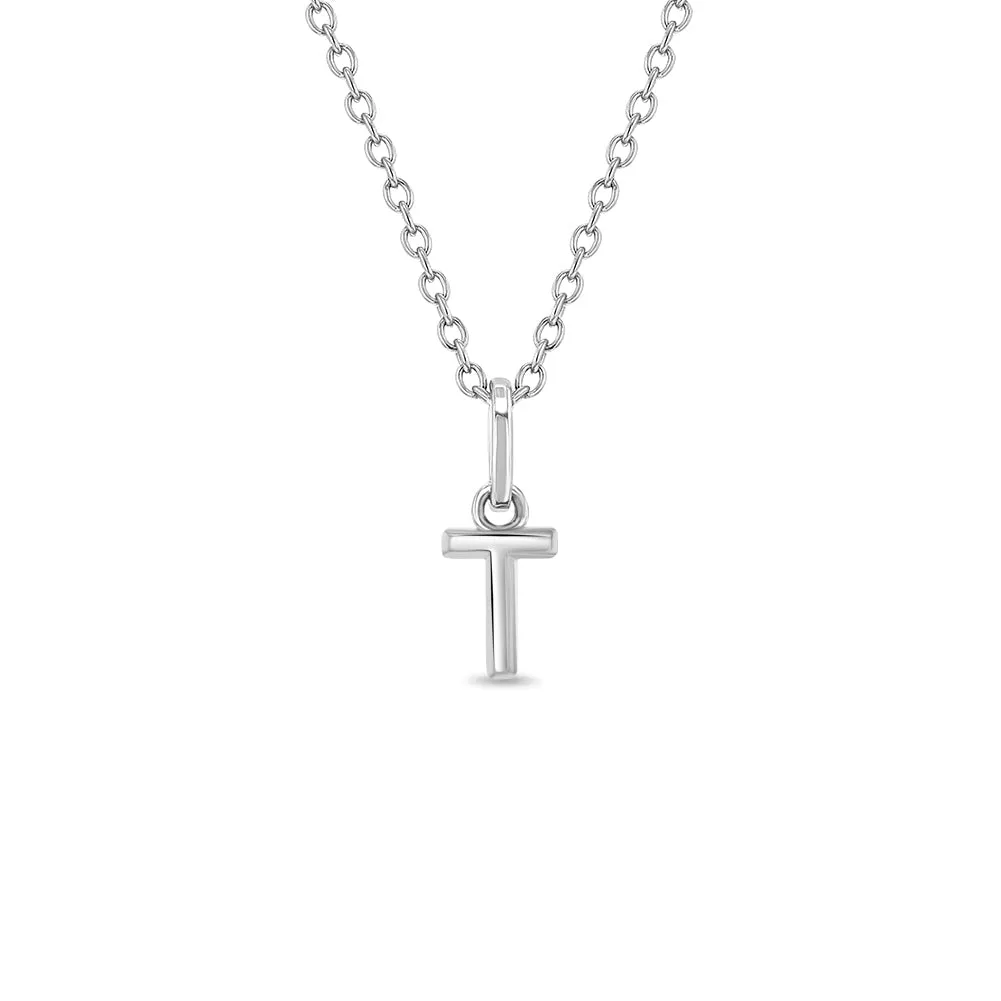 Mini Initial Women's Pendant/Necklace - Sterling Silver