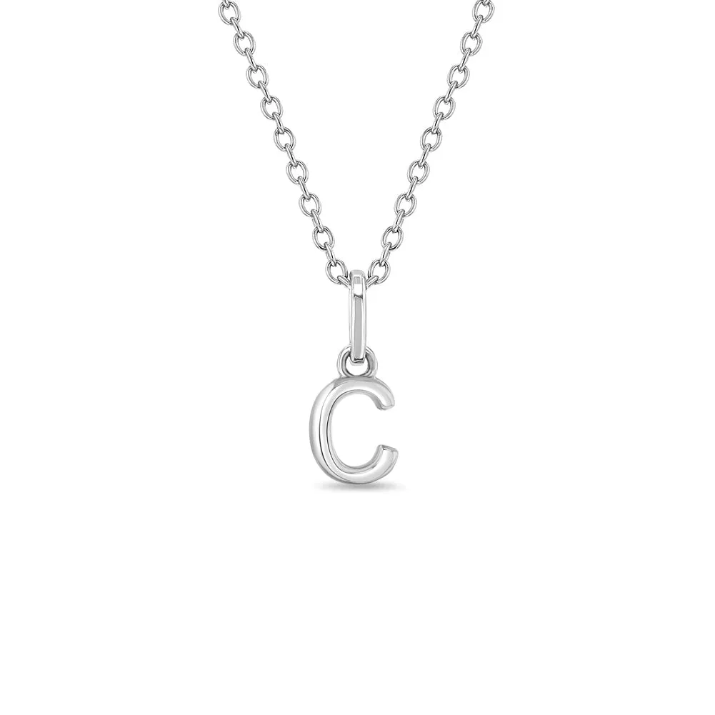 Mini Initial Women's Pendant/Necklace - Sterling Silver