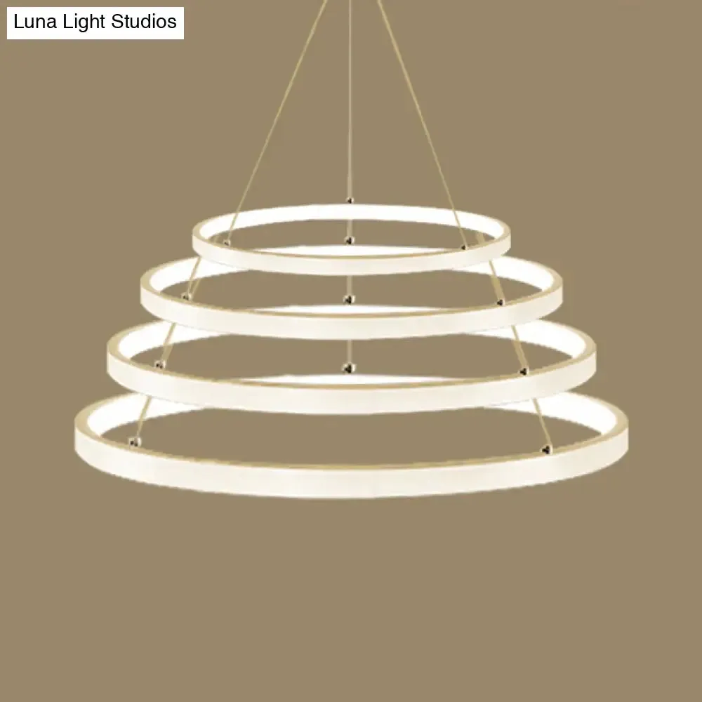 Modern Acrylic LED Ring Chandelier Pendant with 3/4/5 Lights - Black/White/Brown Ceiling Fixture in Warm/White/Natural Light