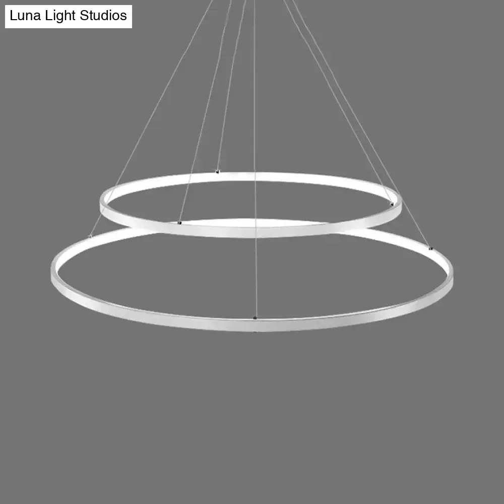 Modern Acrylic LED Ring Chandelier Pendant with 3/4/5 Lights - Black/White/Brown Ceiling Fixture in Warm/White/Natural Light