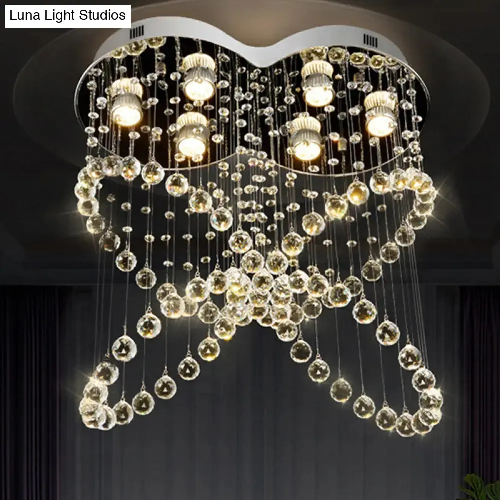 Modern Butterfly Crystal Flush Mount Pendant with 4 Rings