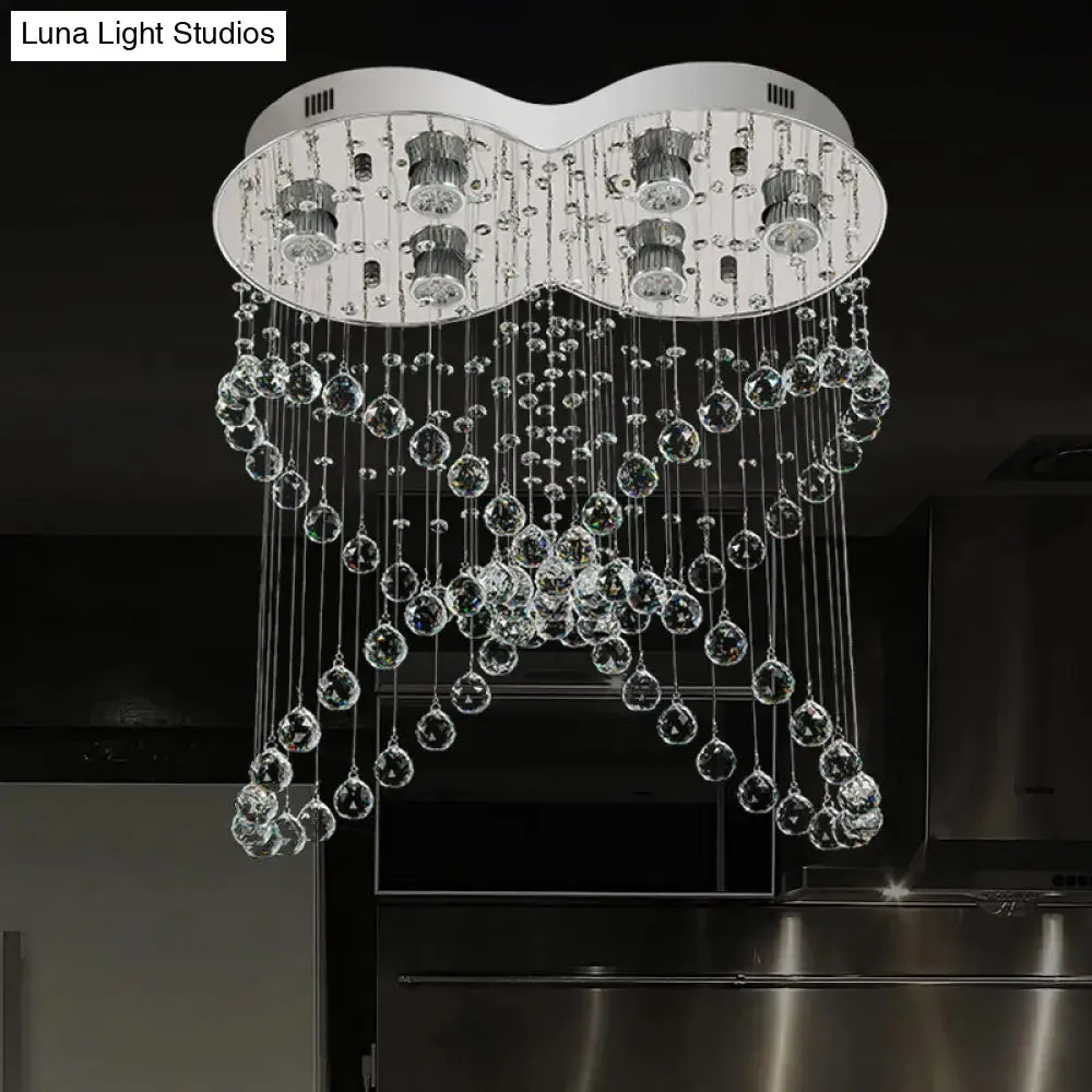 Modern Butterfly Crystal Flush Mount Pendant with 4 Rings