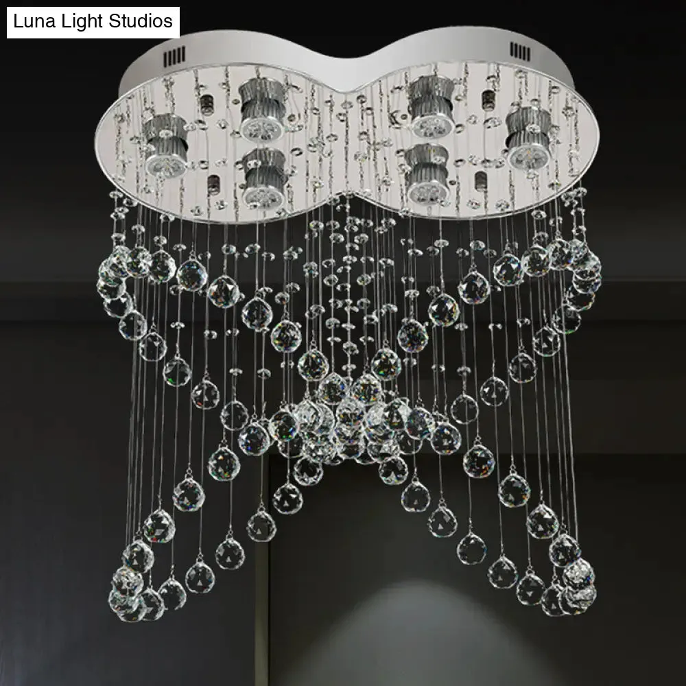 Modern Butterfly Crystal Flush Mount Pendant with 4 Rings