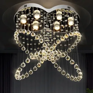 Modern Butterfly Crystal Flush Mount Pendant with 4 Rings