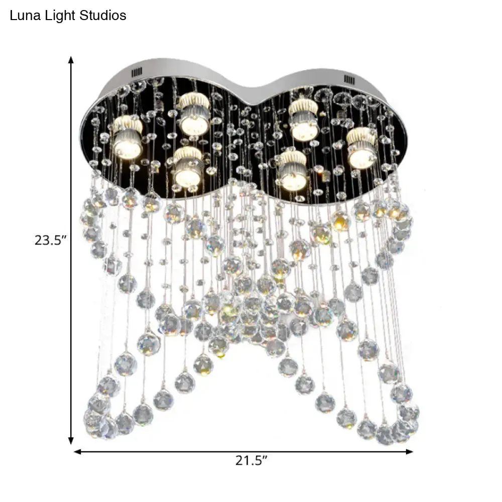 Modern Butterfly Crystal Flush Mount Pendant with 4 Rings