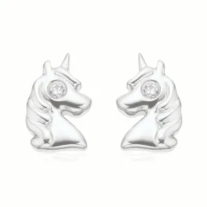 My First Diamond Kids Sterling Silver Unicorn Stud Earrings