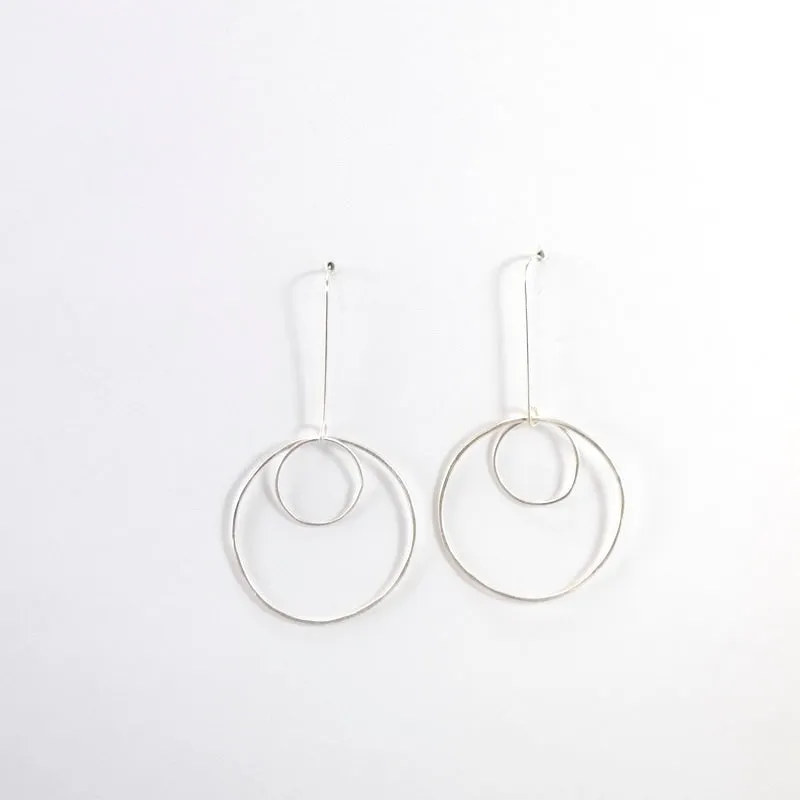 Open Circles Earrings with Large & Small Sterling Silver Circles