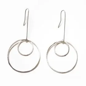 Open Circles Earrings with Large & Small Sterling Silver Circles