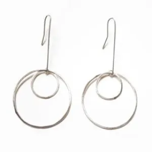 Open Circles Earrings with Large & Small Sterling Silver Circles