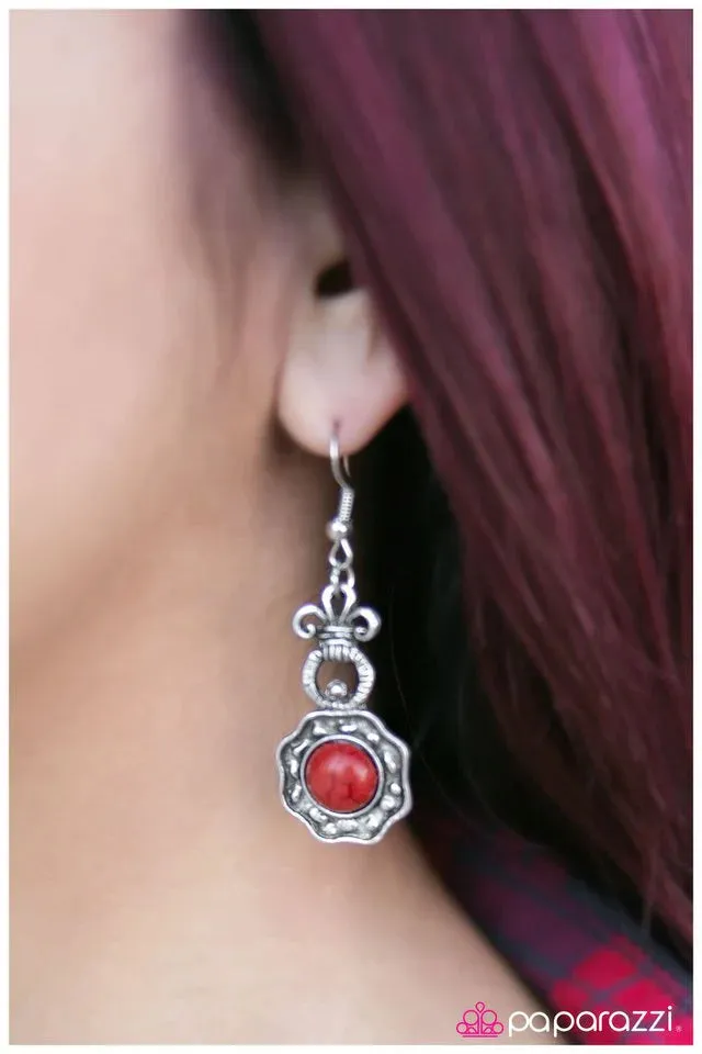 Paparazzi Earring ~ The Animal Kingdom - Red