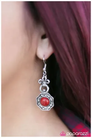 Paparazzi Earring ~ The Animal Kingdom - Red