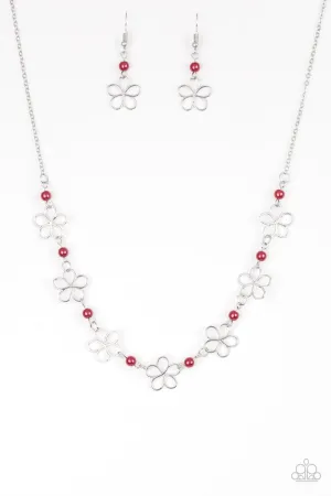 Paparazzi Necklace ~ Always Abloom - Red