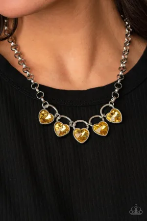 Paparazzi Necklace ~ HEART On Your Heels - Yellow