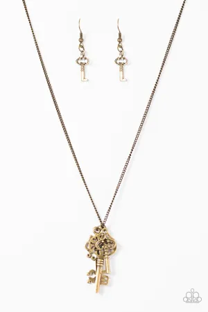 Paparazzi Necklace ~ Keyed Up - Brass