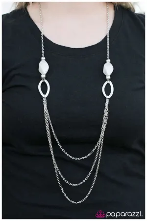 Paparazzi Necklace ~ My Head Is Spinning - White