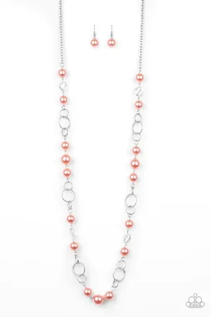 Paparazzi Necklace ~ Prized Pearls - Orange