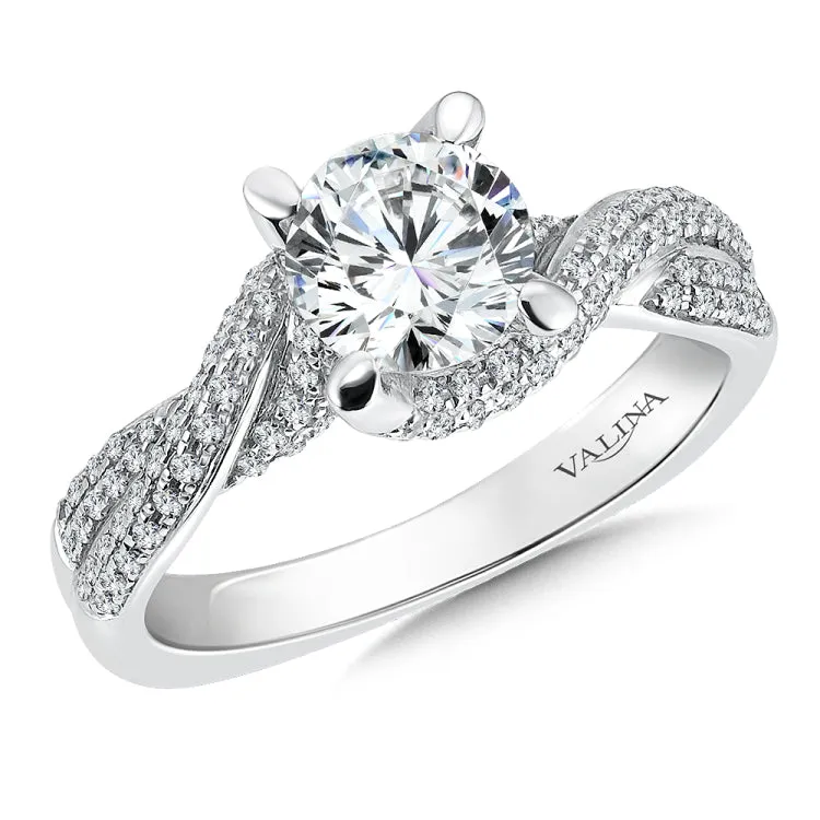 Pave Diamond Spiral Engagement Ring