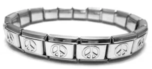 Peace Sign Shiny 9mm Italian Charm Starter Bracelet