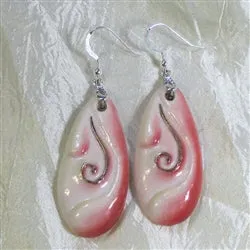 Pink Salmon Ceramic Teardrop Earrings