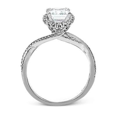 Princess-Cut Halo Criss-Cross Engagement Ring In 18k With Diamonds