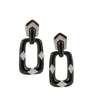 Rectangular Mini-Hoop Earrings, Black