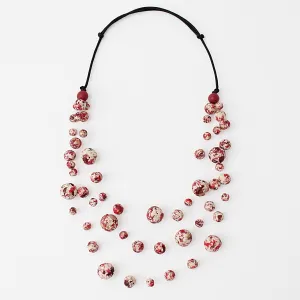 Red and White Marbled Anika Necklace