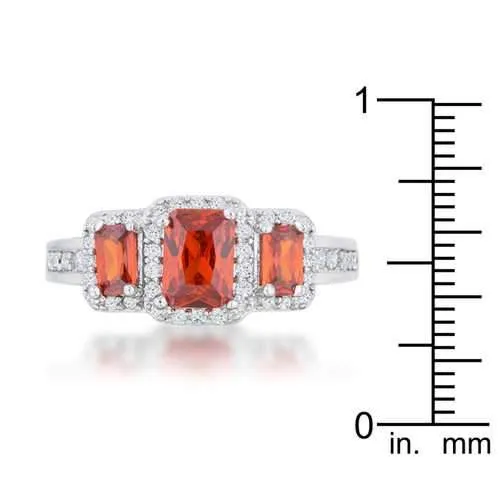 Rita 2.3ct Garnet CZ Rhodium Classic Trio Ring