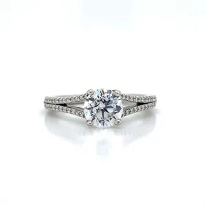 Ritani Pave Split Shank Engagement Ring in 14K White Gold