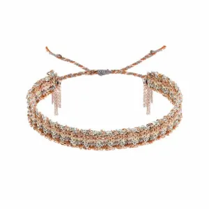 Rose Gold Vermeil Chain and Multicolor Stockholm Silk Woven Bracelet