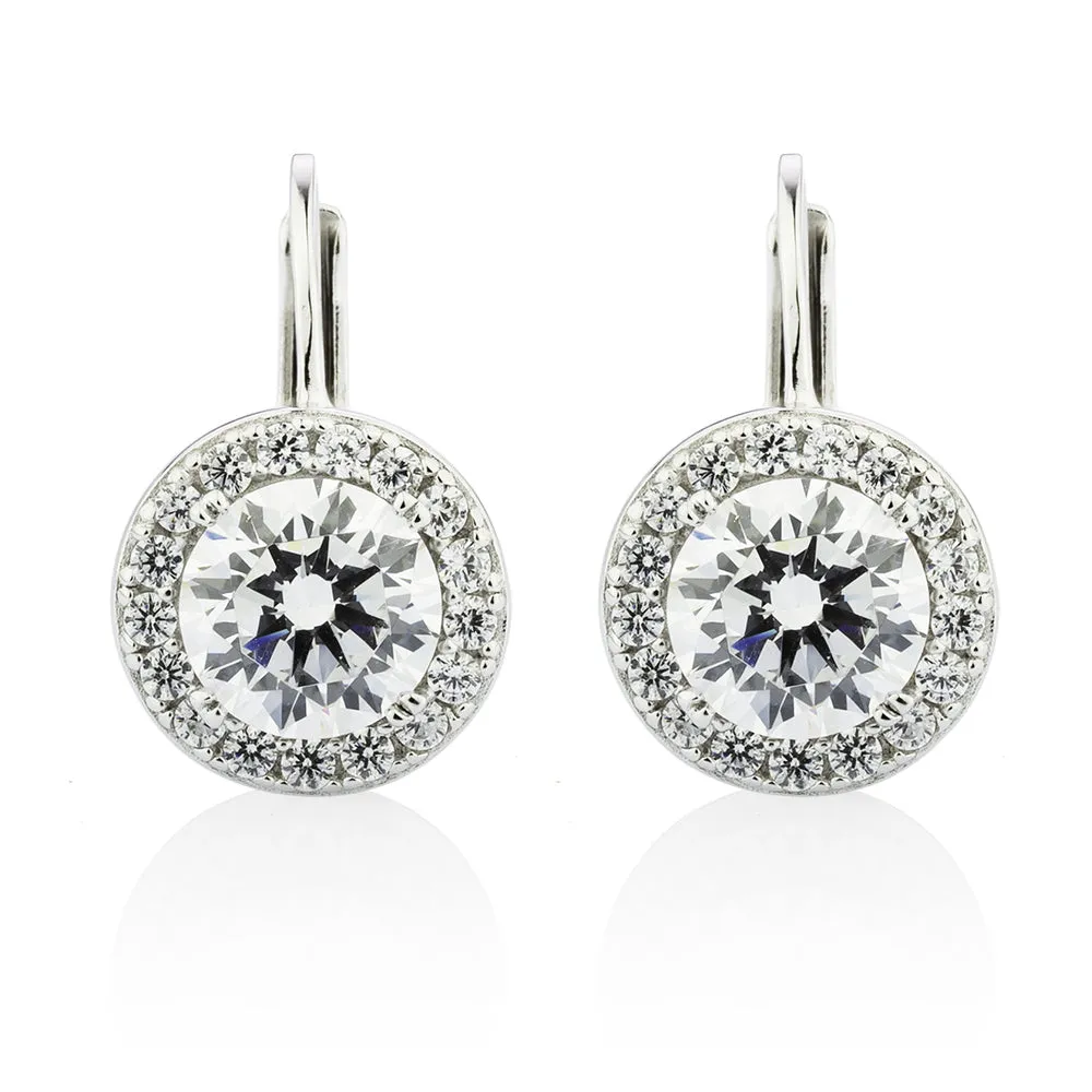 Round Brilliant drop earrings with 2.2 carats* of diamond simulants in sterling silver