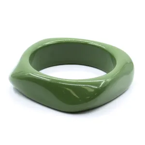 Rounded Square Resin Bangle in Olive