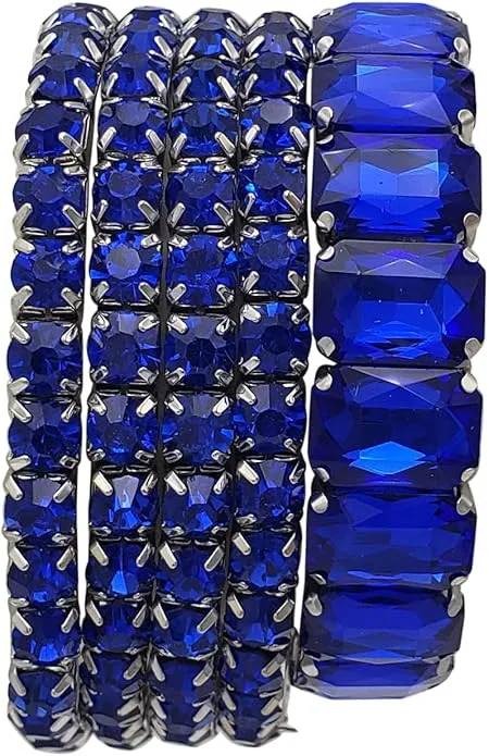 Royal Blue Stretch Bracelet Set: Elegant Arm Candy Fashion Accessory