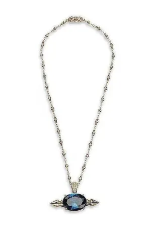 Spike and Oval Blue Crystal Necklace