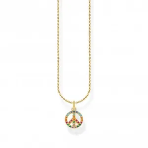 Sterling Silver Gold Plated Multicoloured Peace Necklace KE2175-488-7-L45V