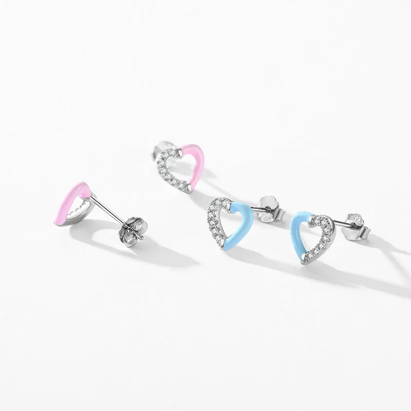 Sweet and Fashionable S925 Sterling Silver Heart-shaped Earrings