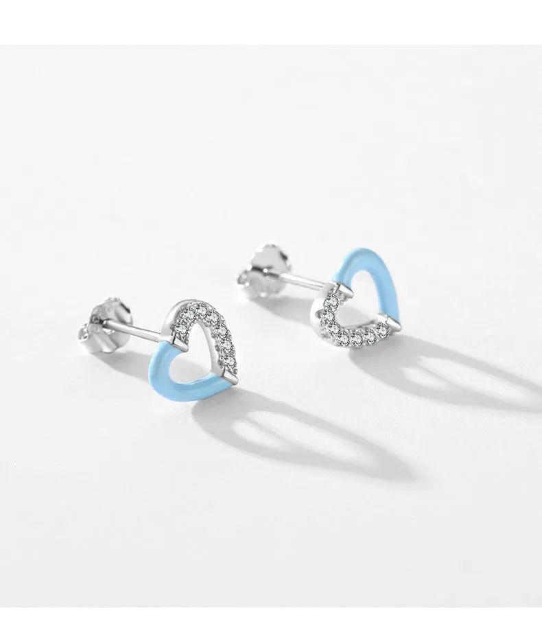 Sweet and Fashionable S925 Sterling Silver Heart-shaped Earrings