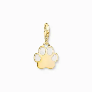 Thomas Sabo Charm Pendant - Dog Paw with Cold Enamel Yellow-Gold Plated